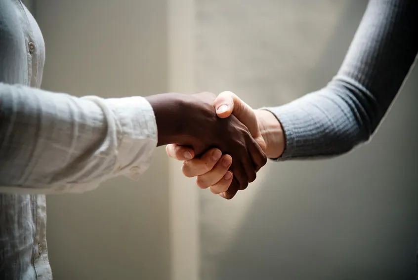 Två personer som skakar hand.